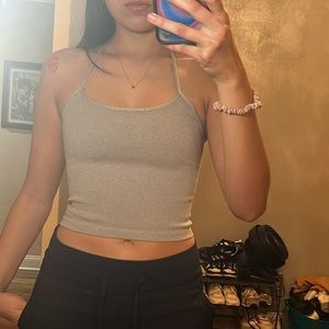 Free People halter tops in gray and white